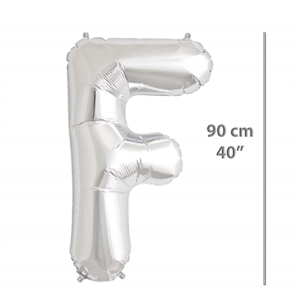 Folyo Harf F Gümüş Balon 90 cm