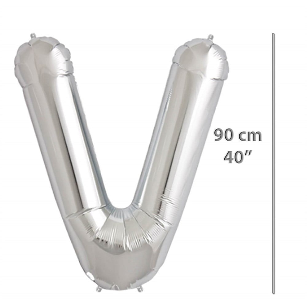 Folyo Harf V Gümüş Balon 90 cm