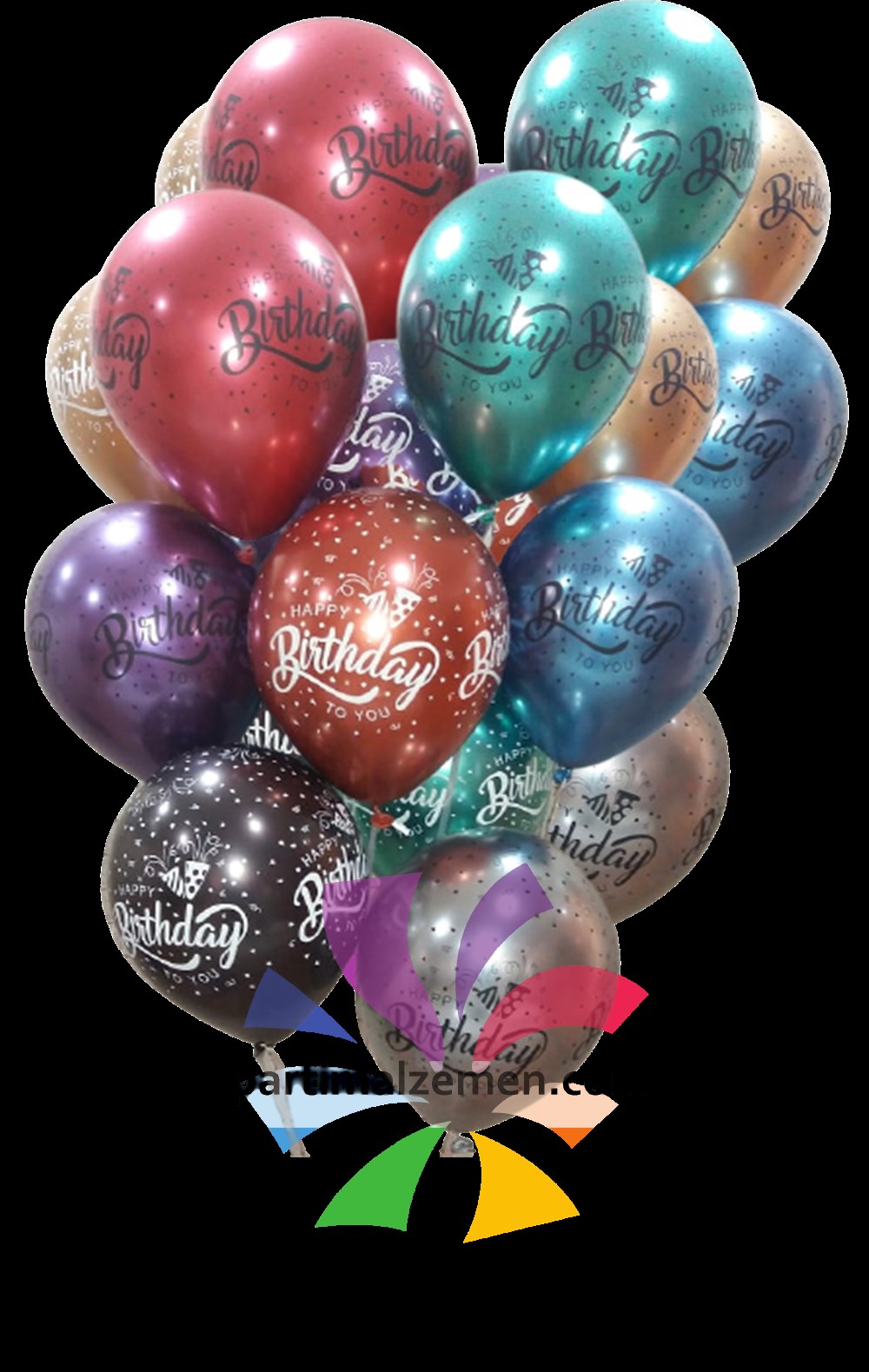 Happy Birthday Baskılı Krom Uçan Balon Siparişi|Adrese Teslim