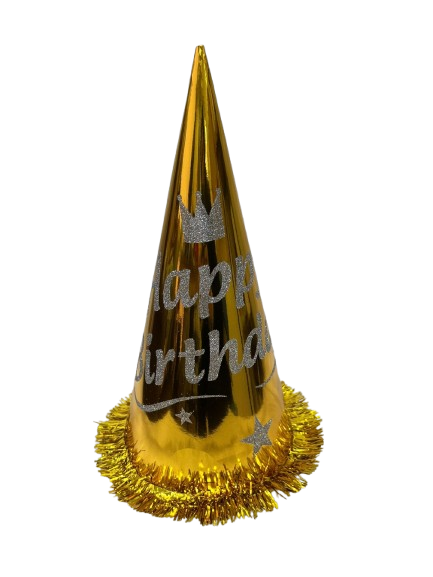 Happy Bırthday Simli Baskılı Gold Şapka