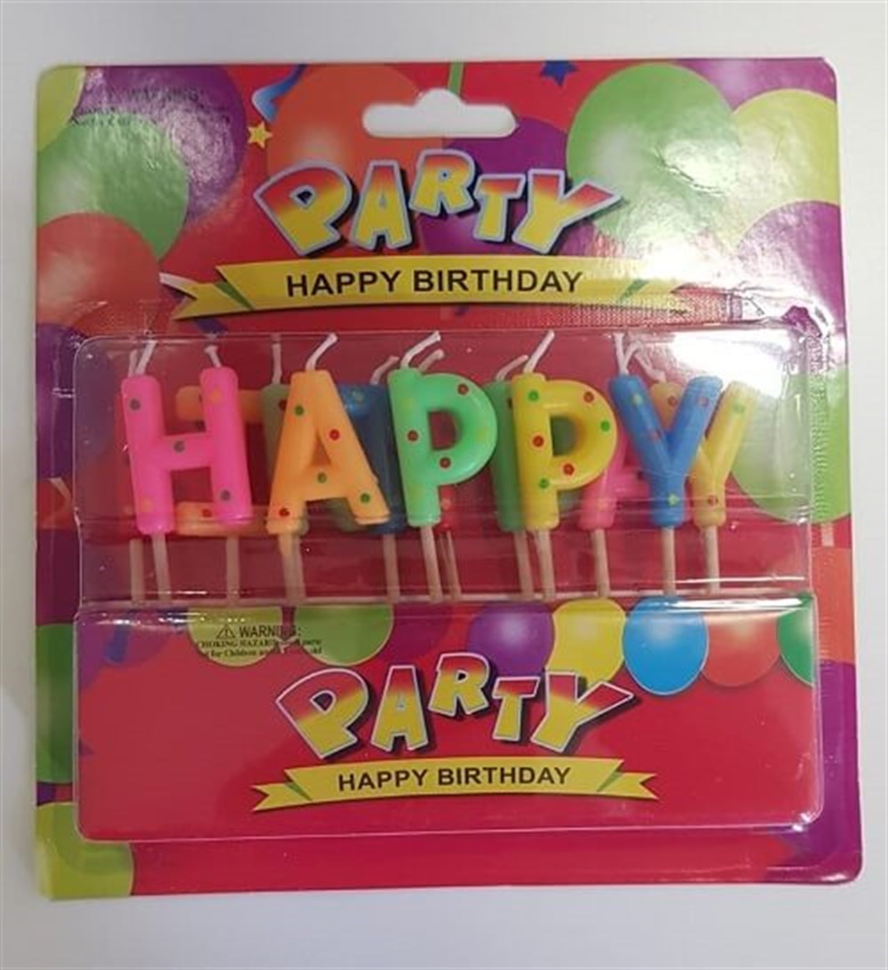 Happy Birthday Yazılı Çubuk Mum