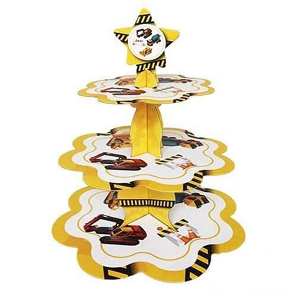 İnşaat Temalı Karton Cupcake Standı 3 Katlı