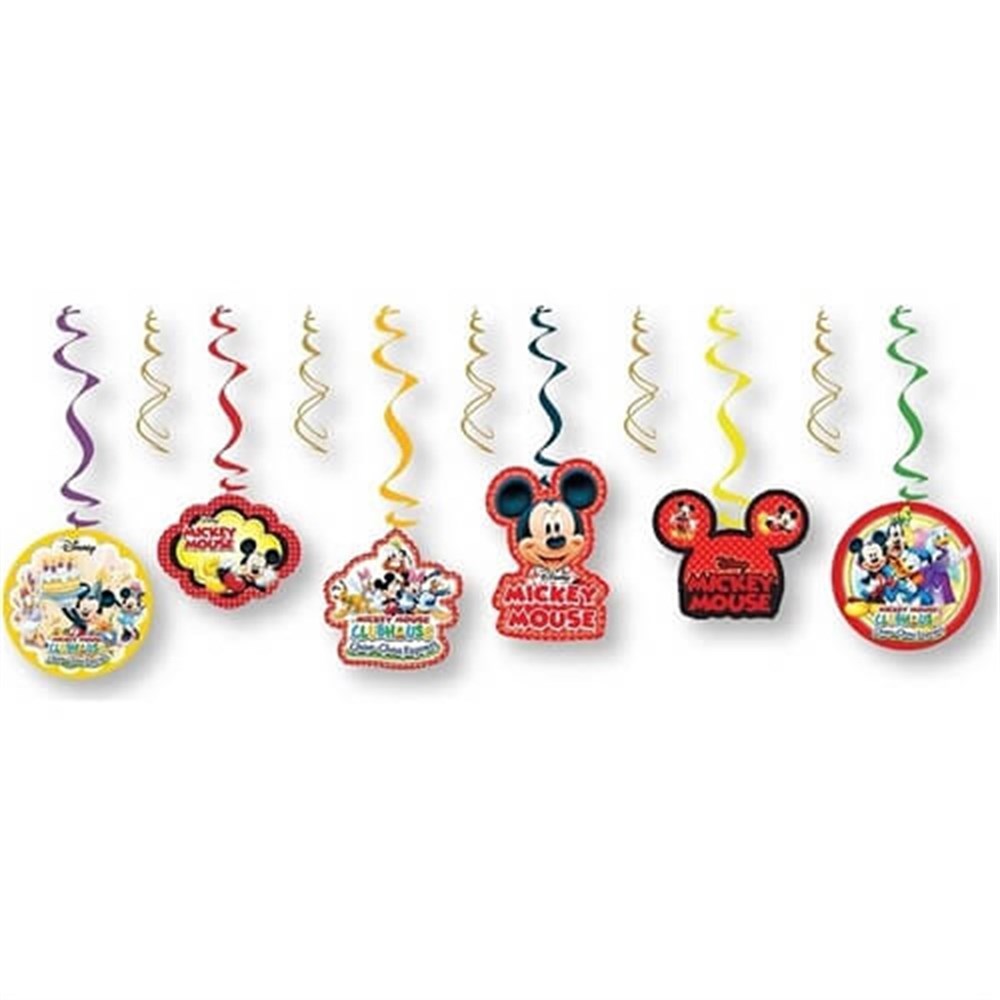 Mickey Mouse Temalı Çift Taraflı Sarkıt Kağıt Süs 6lı
