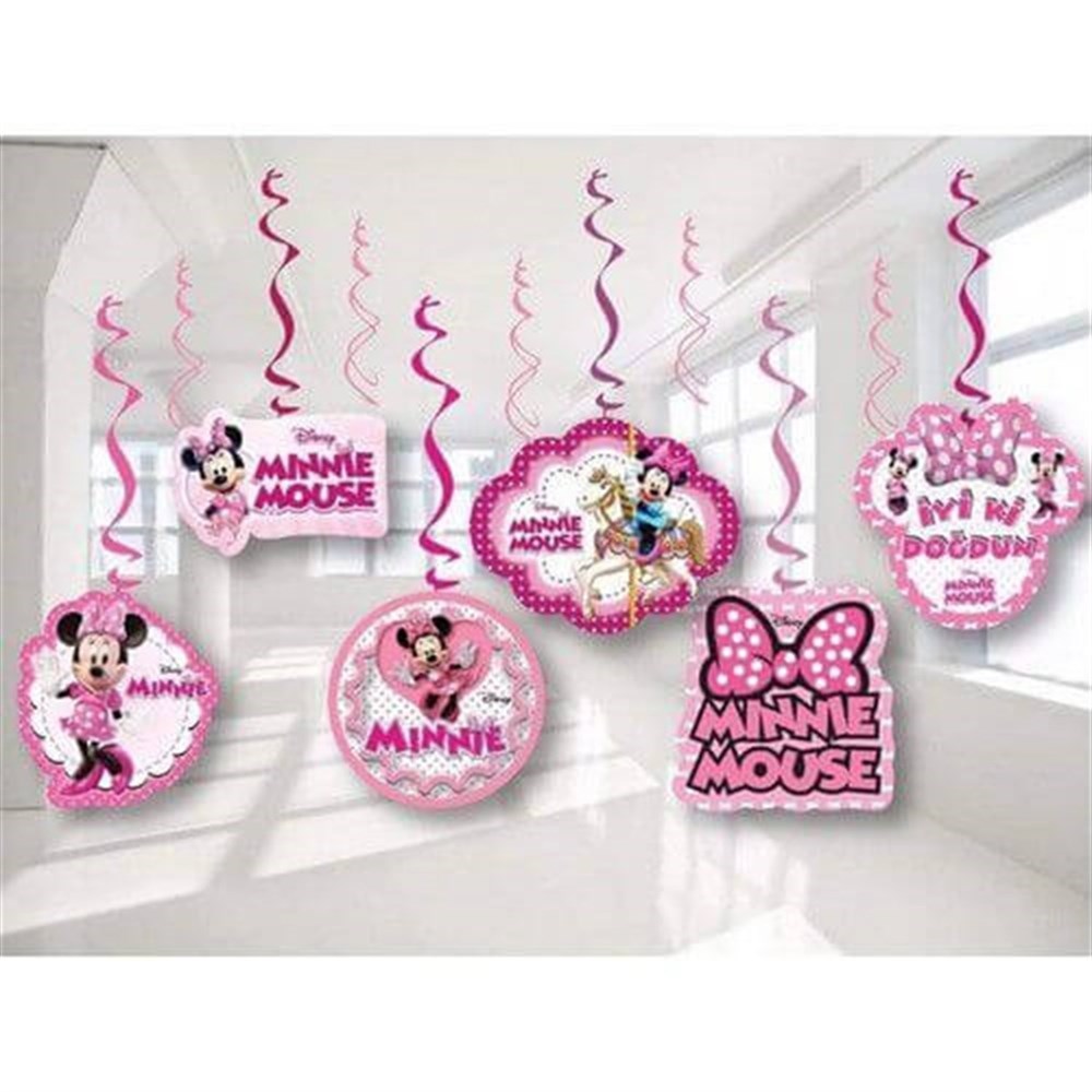 Minnie Mouse Temalı Çift Taraflı Sarkıt Kağıt Süs 6lı