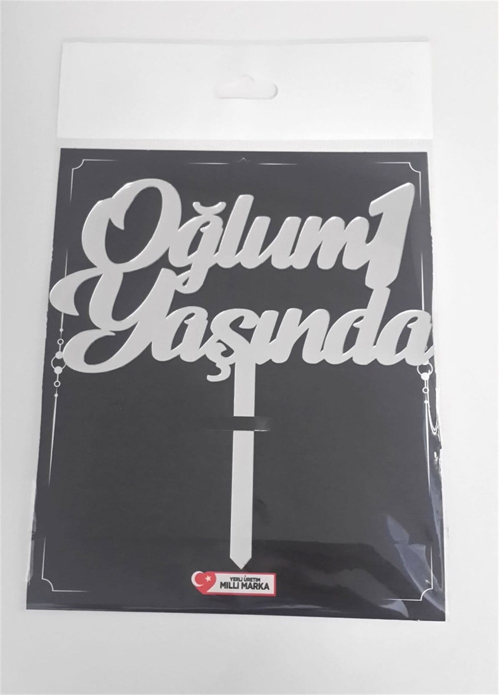 Pasta Üstüne Oğlum 1 Yaşında Pleksi GÜMÜŞ