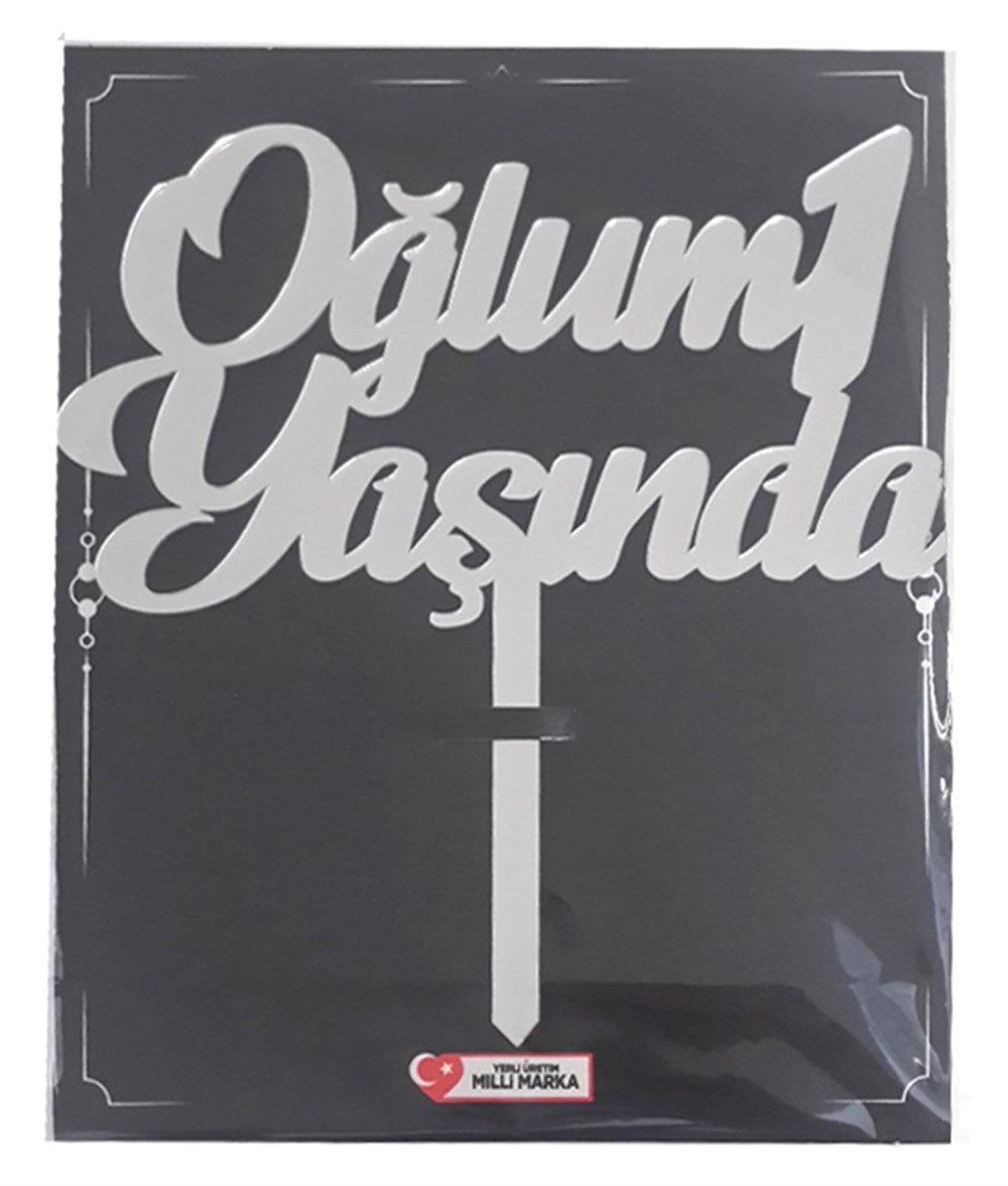 Pasta Üstüne Pleksi Oğlum 1 Yaşında yazısı GOLD