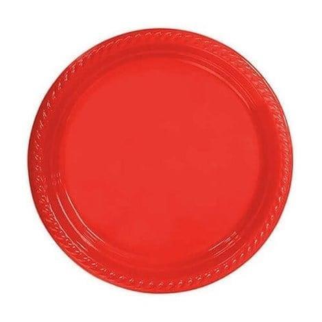Plastik Kırmızı Tabak 25 Adet