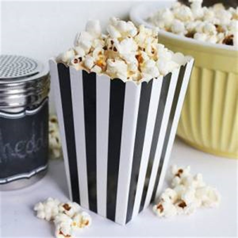 Popcorn Mısır Kutusu Siyah Beyaz Çizgili