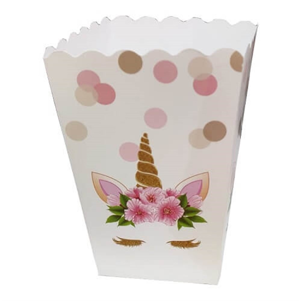 Pop Corn Mısır Kutusu Unicorn Çiçekli