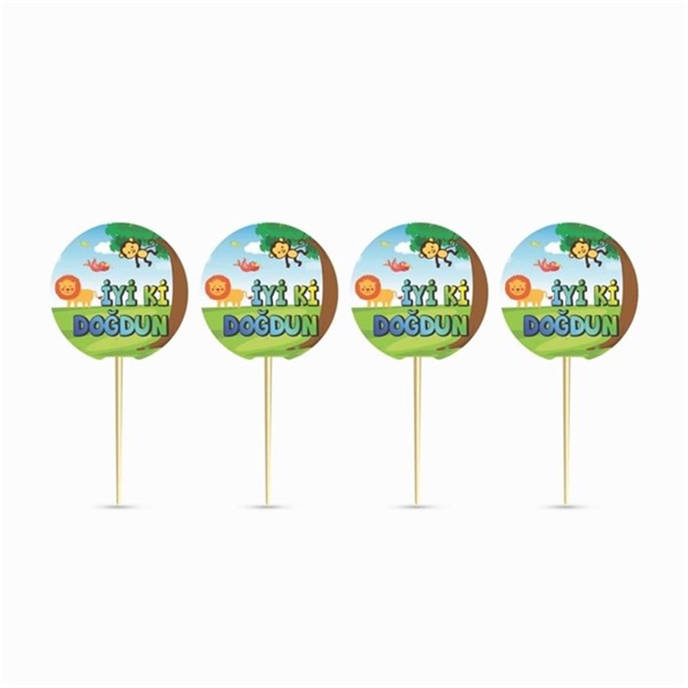 Safari Konsept Parti Cupcake Kürdan 20 li