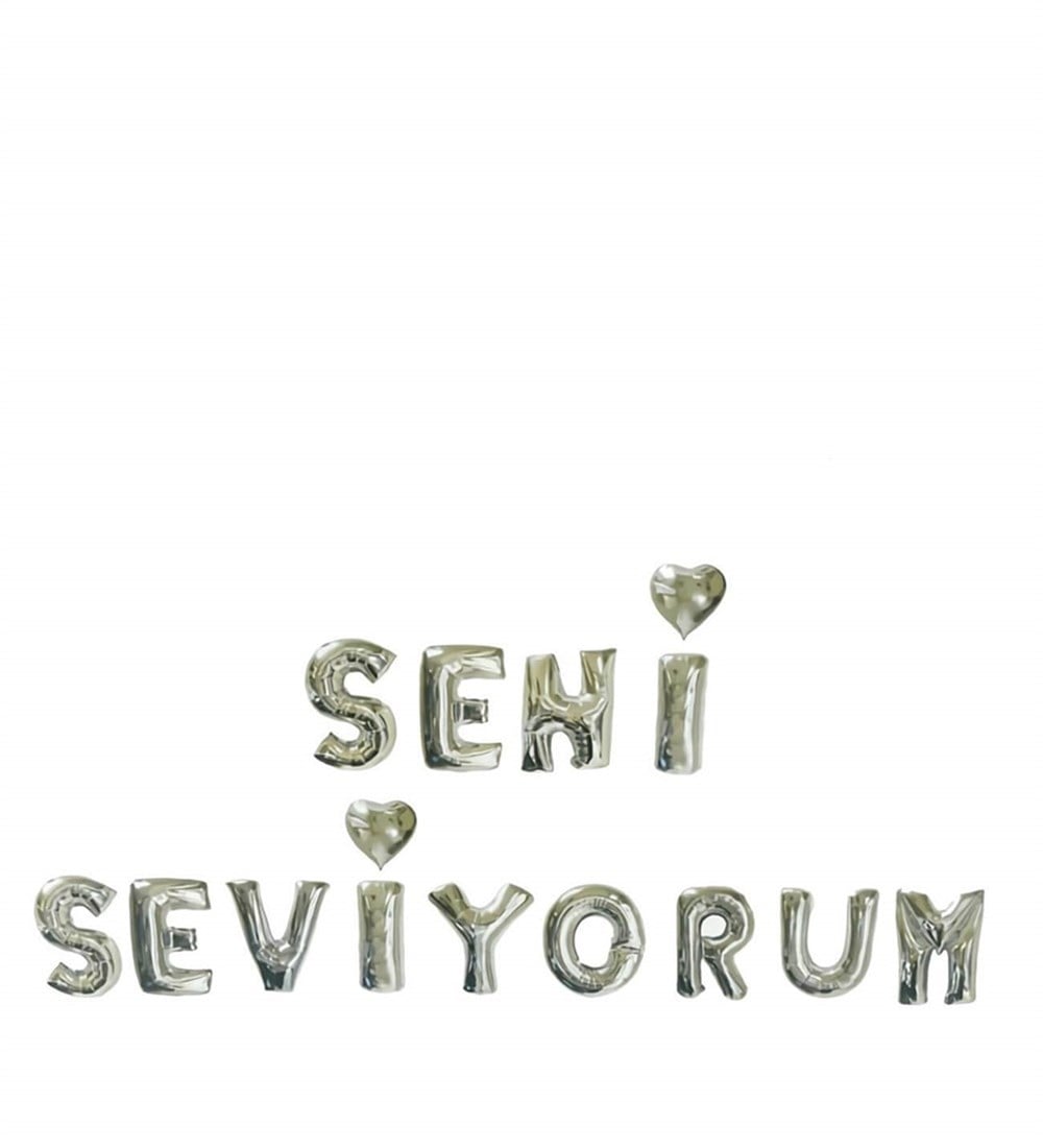 Seni Seviyorum Folyo Balon Harf Set Gümüş 40 cm