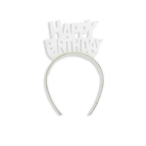 Simli Eva Happy Birthday Taç Beyaz