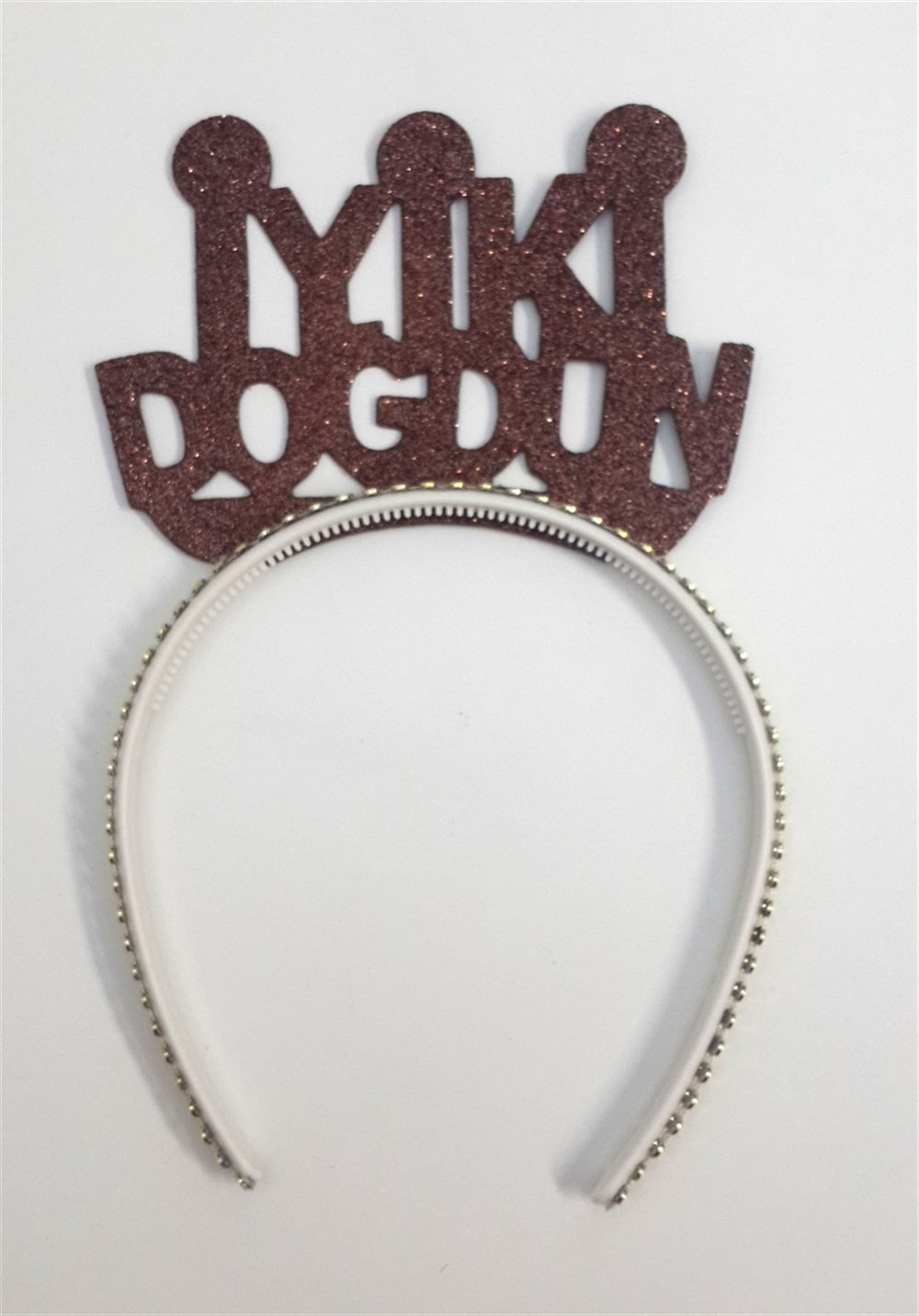 Simli Eva iyi ki Doğdun Taç Kahverengi