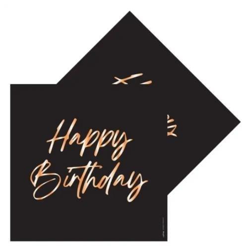 Siyah Happy Birthday Peçete