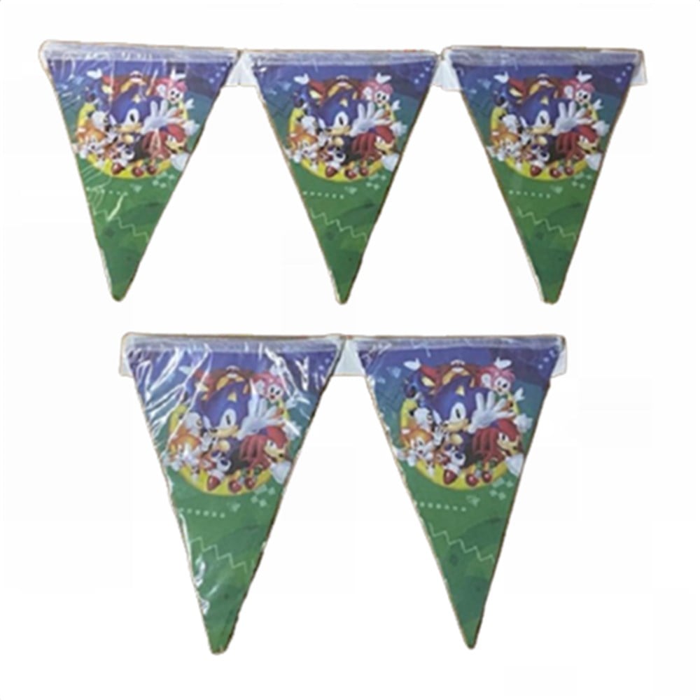 Sonic Temalı Üçgen Flama 2 mt