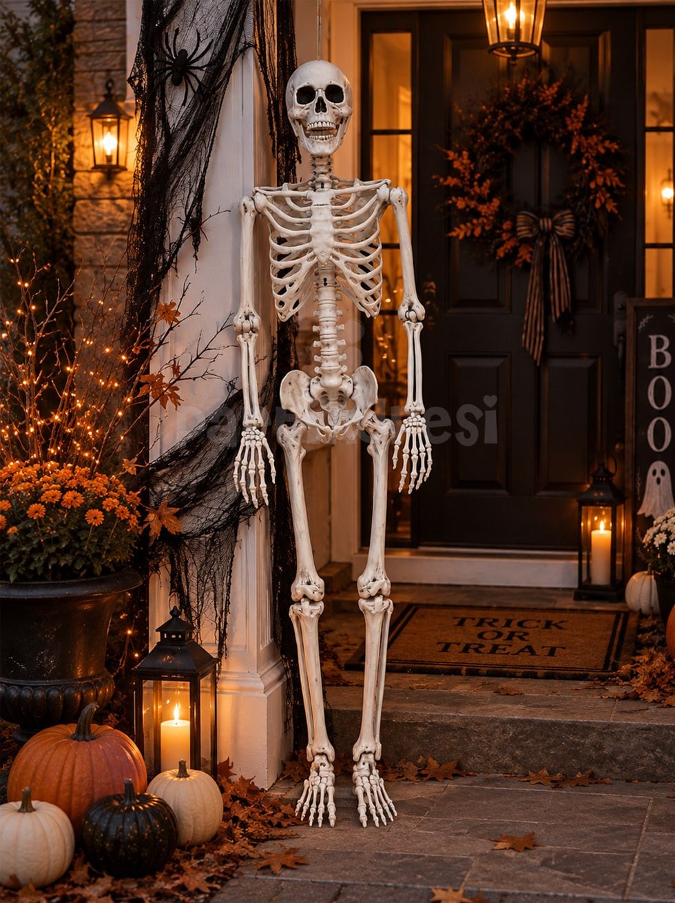  Cadılar Bayramı Büyük İskelet Dekor 165 cm – Halloween Parti ve Ev Süsü 165 cm