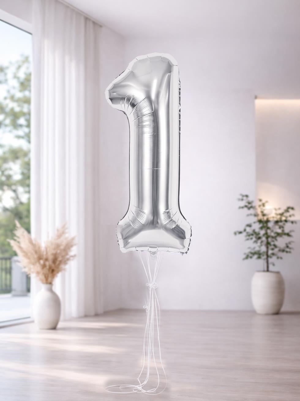  Rakam Folyo Balon 1 Rakam Gümüş 1 Yaş Doğum Günü Parti Balonu 76 cm