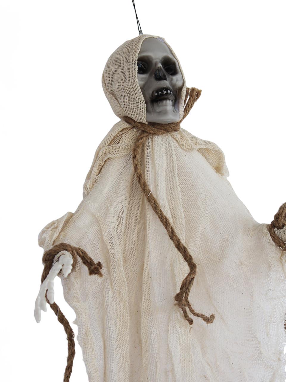 Cadılar Bayramı Kuru Kafa İskelet Figürlü Asılabilir Halloween Parti Dekoru 70 cm Beyaz