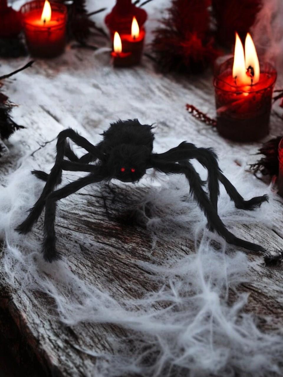 Cadılar Bayramı Peluş Örümcek Halloween Parti Dekoru Siyah 75 cm