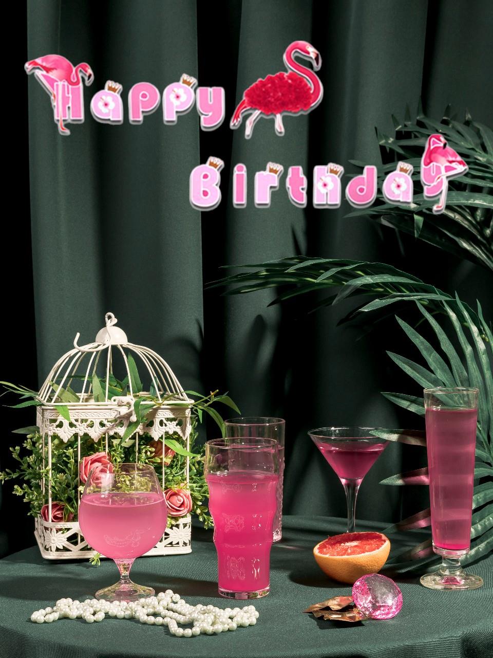 Flamingo Kabartmali Happy Birthday Yazı