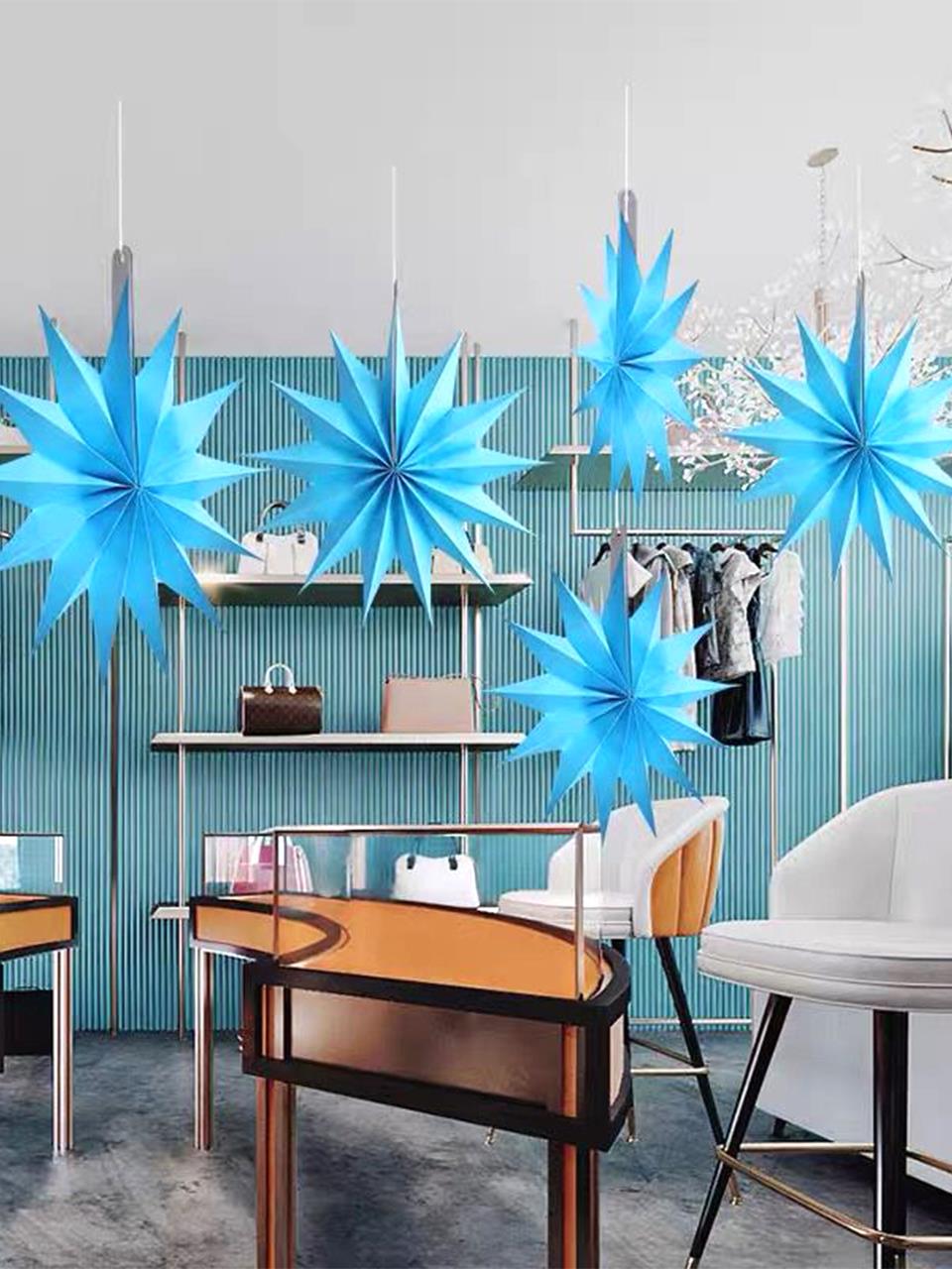 Kutup Yıldızı Tavan Sarkıt Süsü 3 Boyutlu Dekoratif Parti Süsü Mavi 6lı