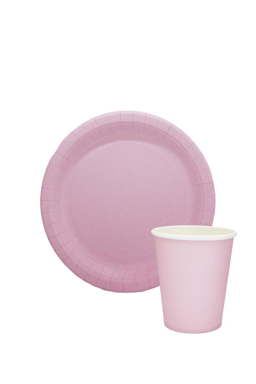 Karton Tabak Bardak Set Doğum Günü Parti Seti Pembe 8 Adet 