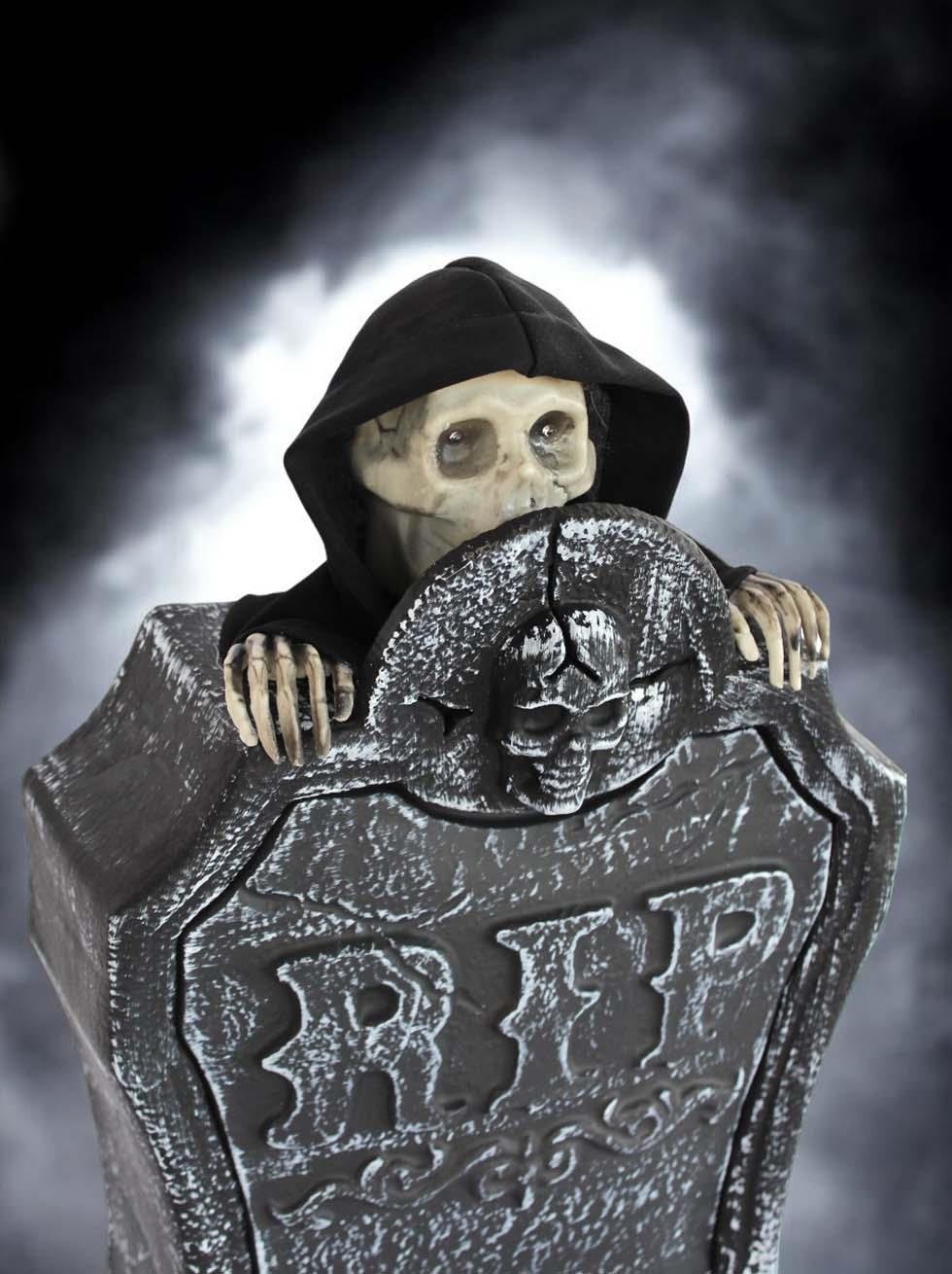 Cadılar Bayramı Mezar Taşı Halloween Işıklı Sesli Parti Dekoru 40 cm