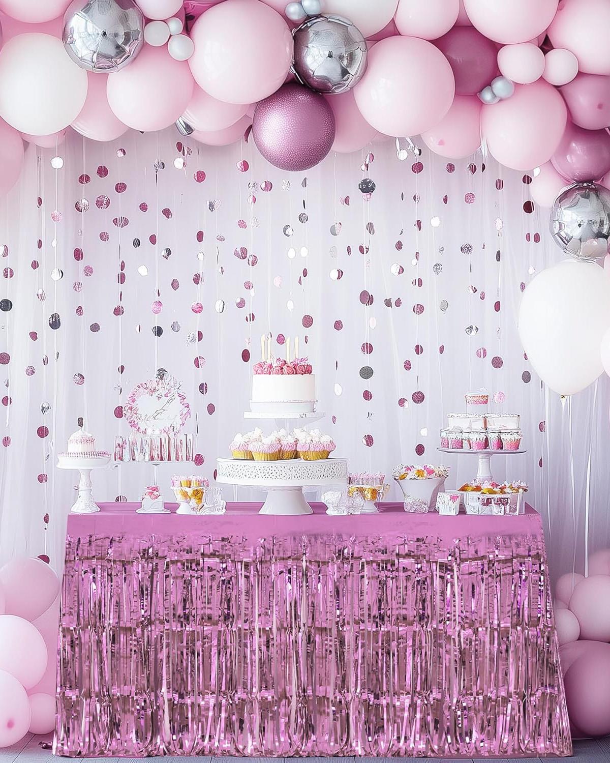 Metalize Masa Eteği Pembe