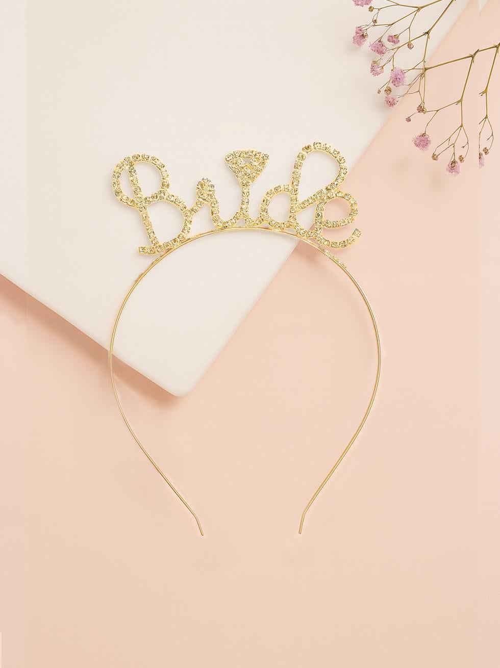 Bride Taç Kristal Taşlı Metal Bekarlığa Veda Parti Tacı Gold