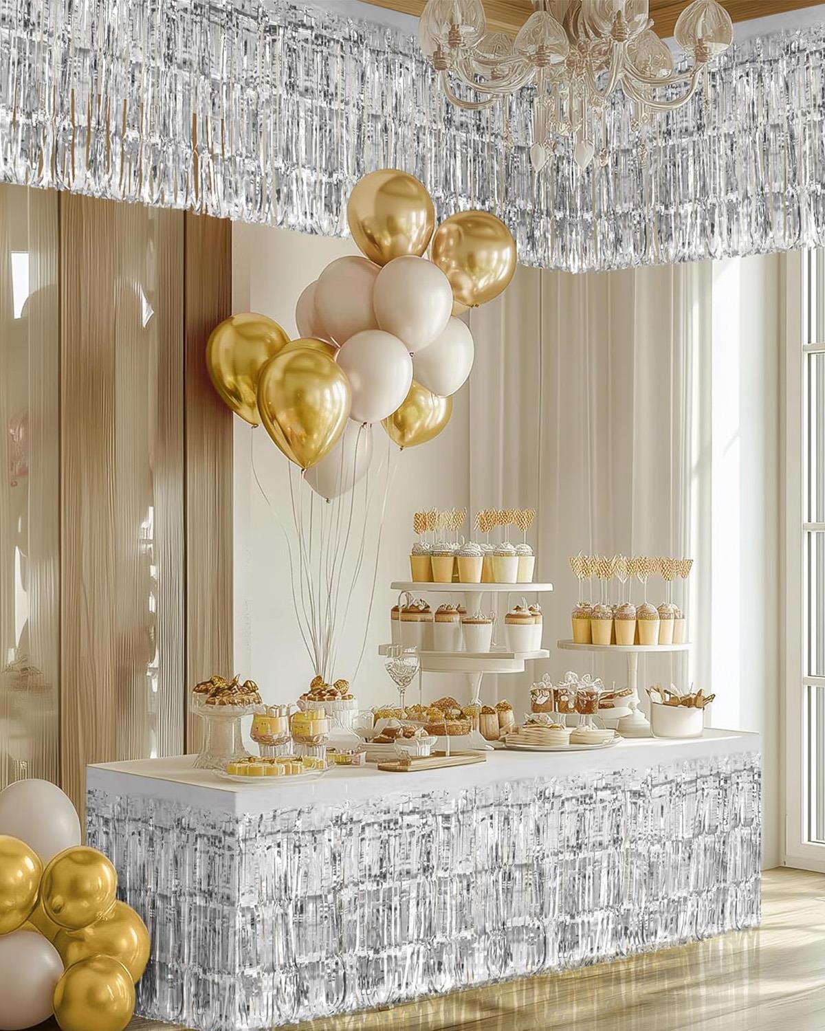 Metalize Masa Eteği Gümüş