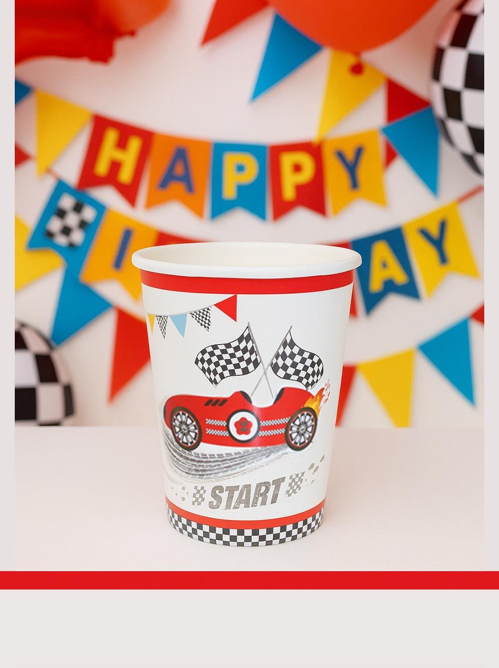 Yarış Arabaları Temalı Bardak Karton Doğum Günü Bardağı 8li