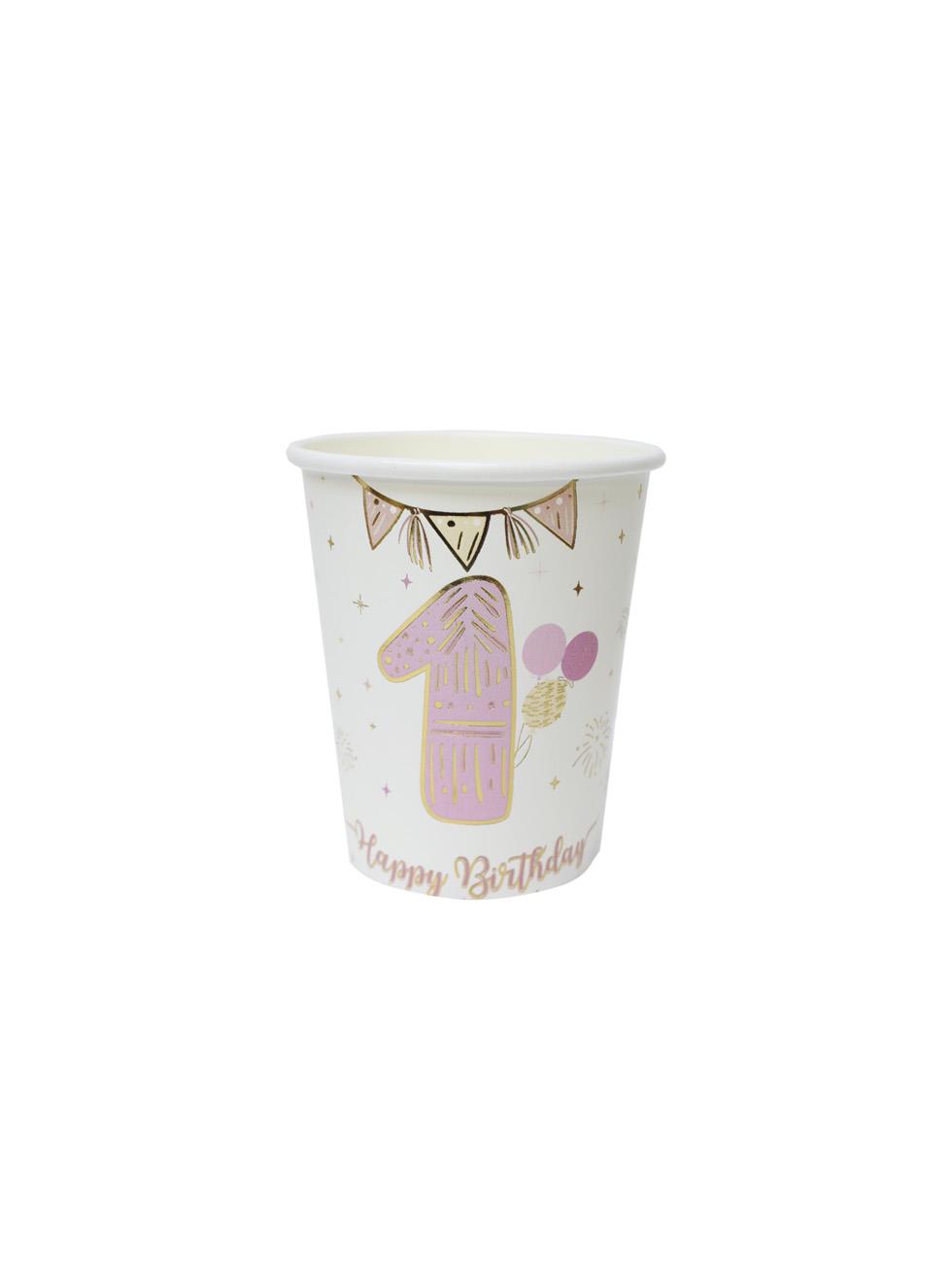 1 Yaş Bardak Pembe-Gold 6Lı