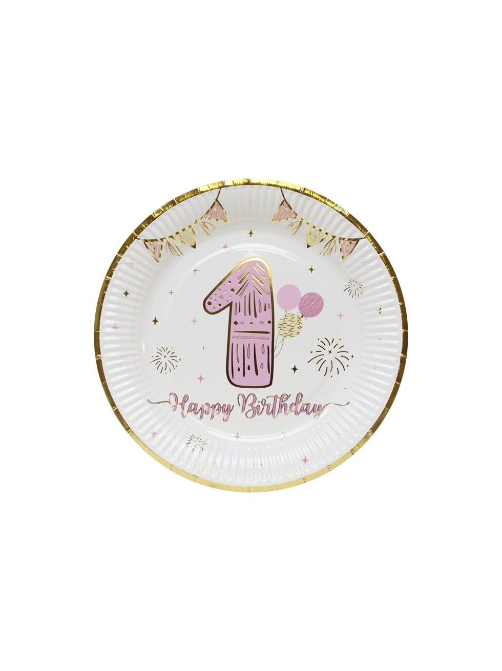 1 Yaş Tabak Pembe-Gold 6Lı