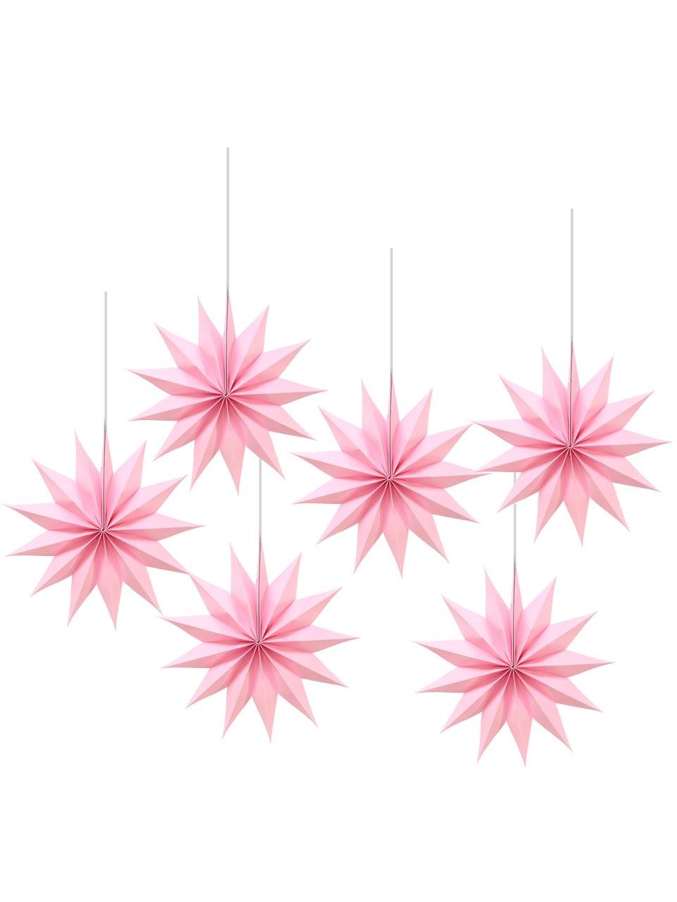 Kutup Yıldızı Tavan Sarkıt Süsü 3 Boyutlu Dekoratif Parti Süsü Açık Pembe 6lı