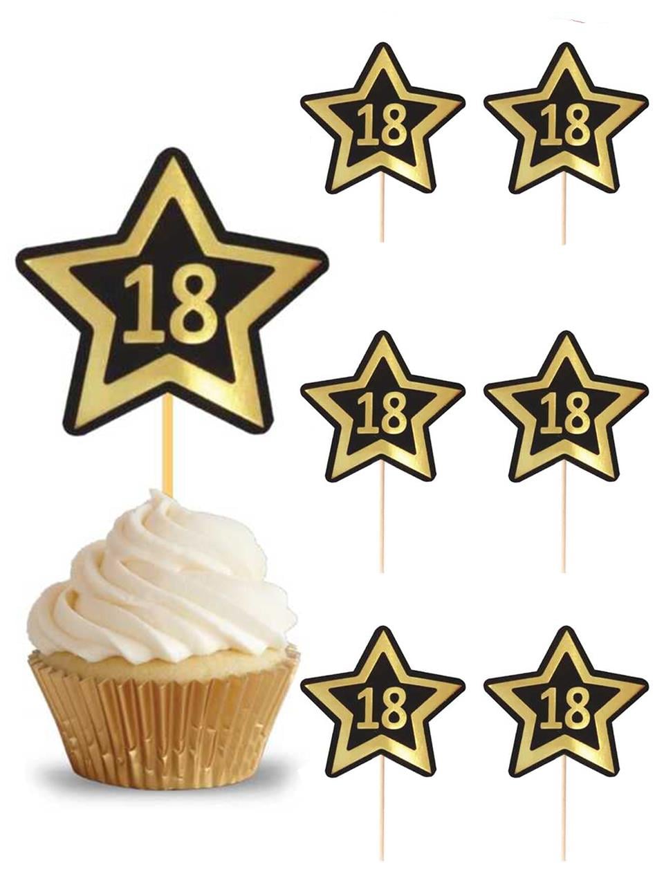 18 Yaş Temalı Kürdan Yıldız Şeklinde Cupcake Kürdanı Pasta Süsü 10'lu