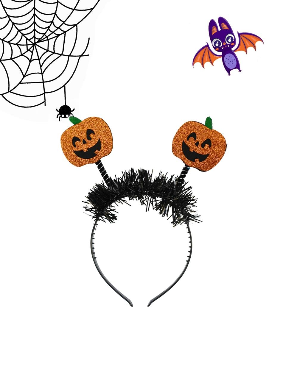 Cadılar Bayramı Simli Balkabağı Taç Halloween Parti Aksesuarı Turuncu