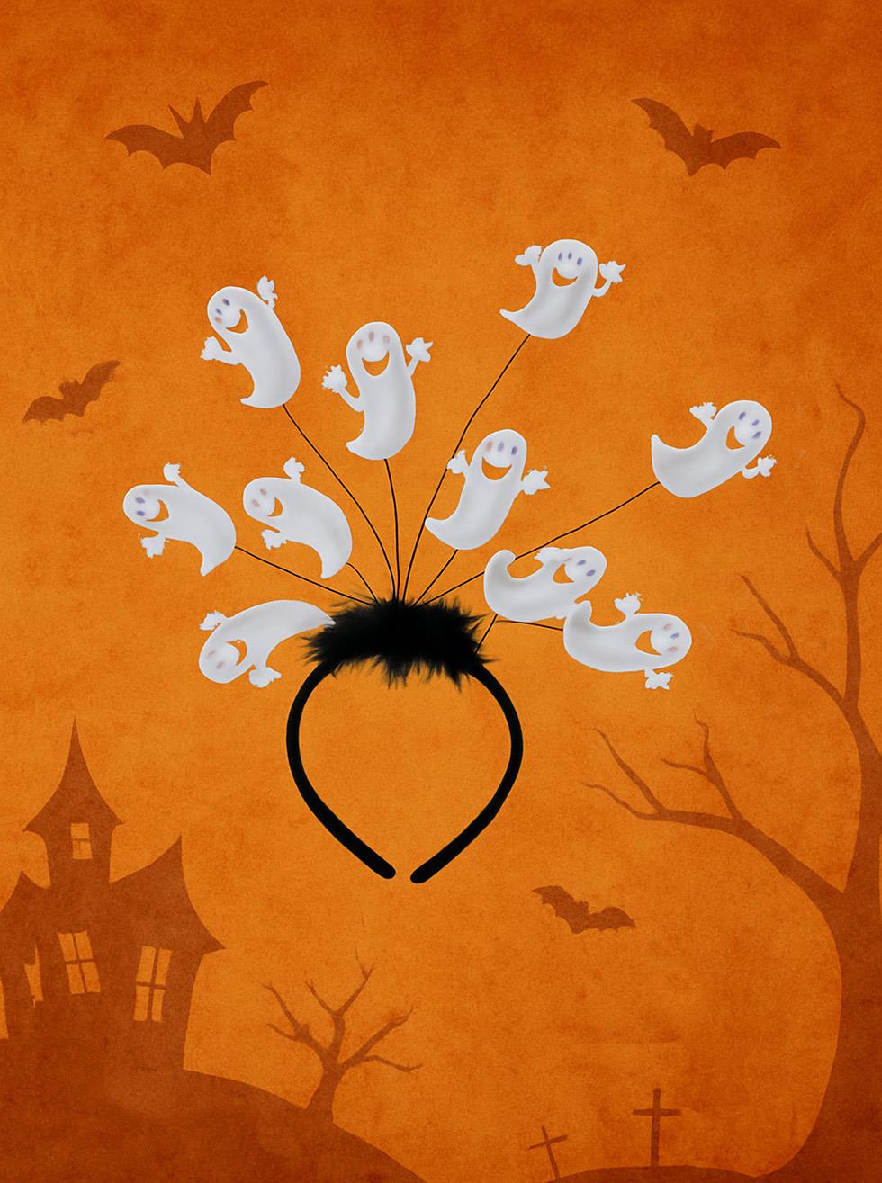 Halloween Parti Tacı Hayalet Figürlü Cadılar Bayramı Aksesuarı Beyaz