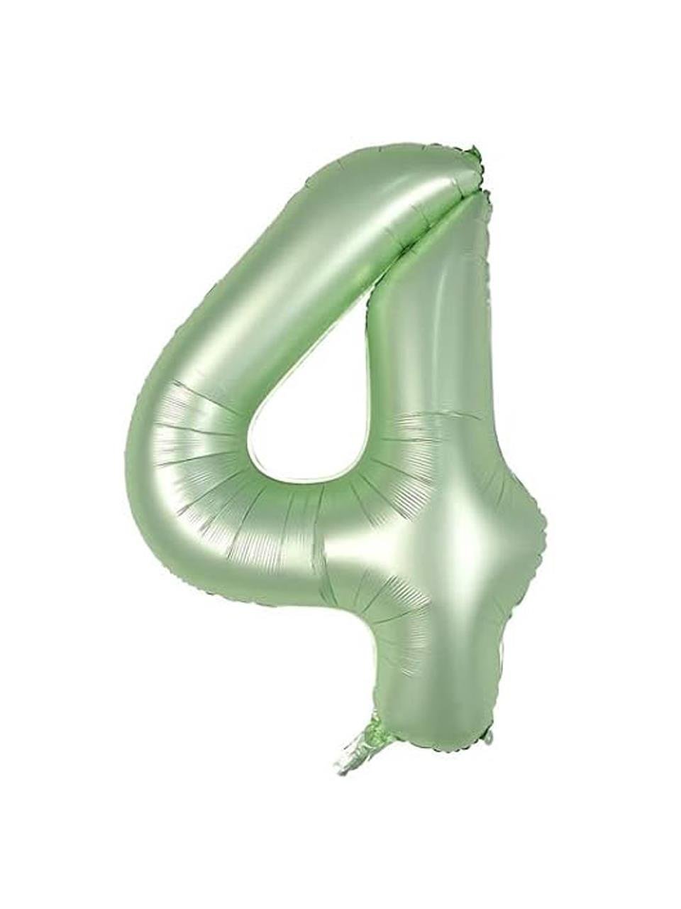 Rakam Folyo Balon 4 Rakamı Retro Adaçayı Yeşili 100 cm 40 inc