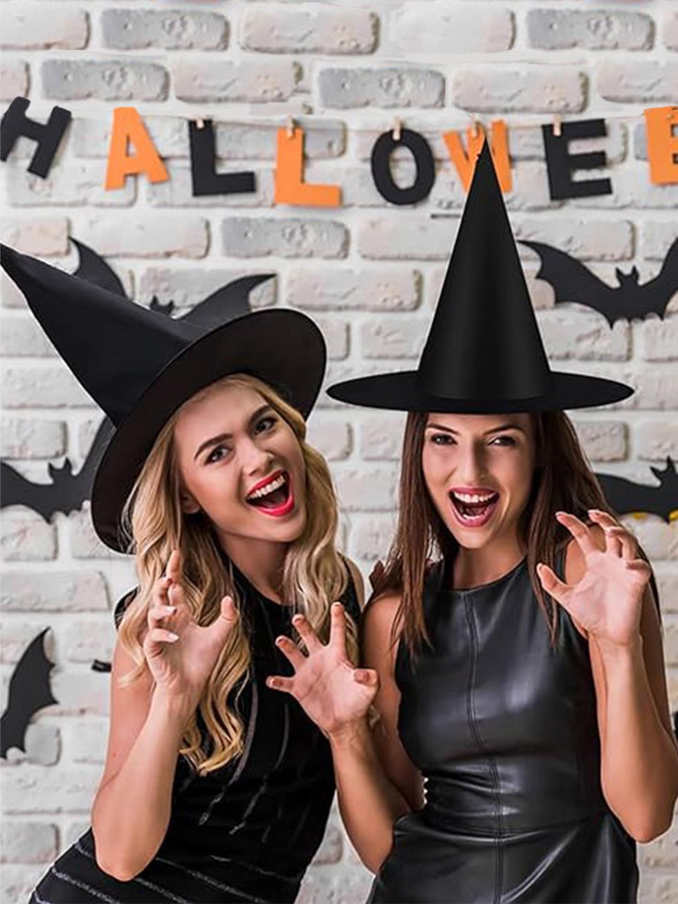 Cadılar Bayramı Cadı Şapkası Halloween Parti Kostüm Aksesuarı Siyah
