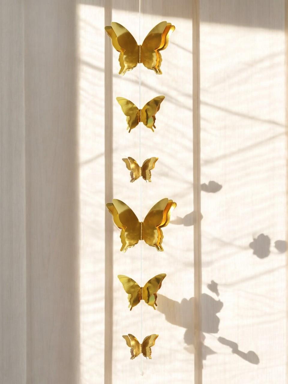 Kelebek Parti Dekoru 3 Boyutlu Tavan Sarkıt Süsü Altın 2 mt
