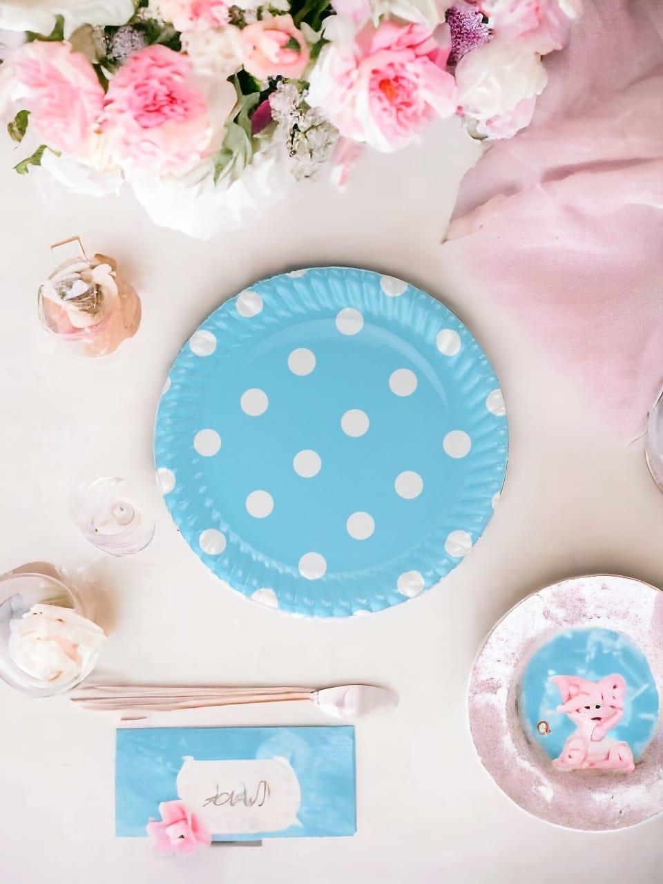 Karton Tabak Mavi Puantiyeli 8Li