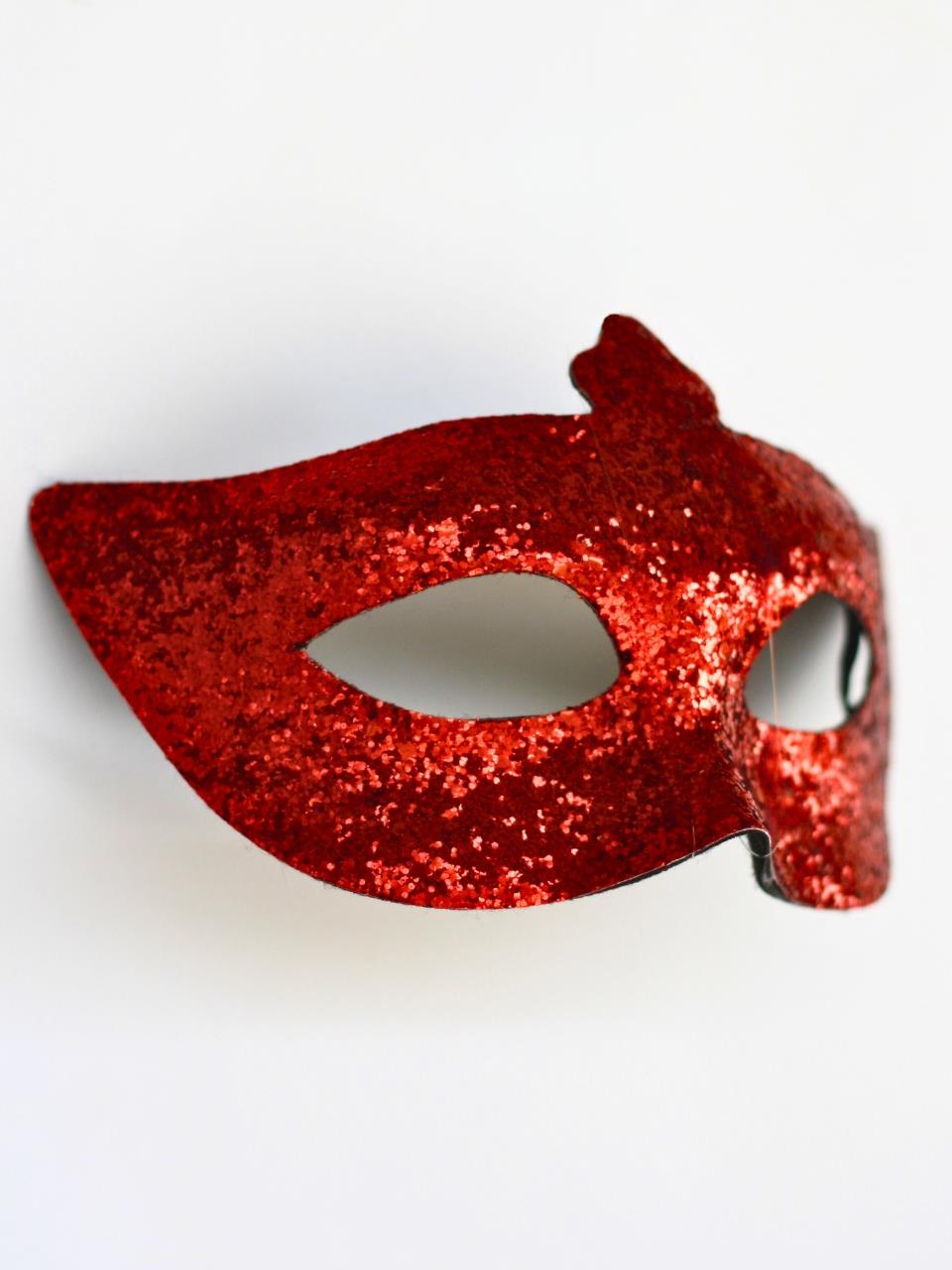 Simli Parti Maskesi Balo Parti Kostüm Aksesuarı Maske Kırmızı