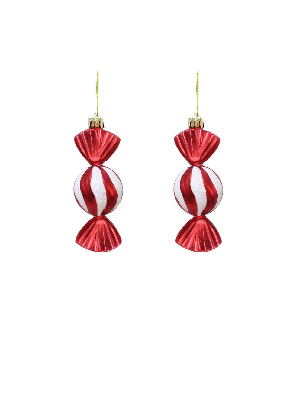 Yılbaşı Ağaç Süsü Kırmızı-Beyaz Şeker Figürlü 10 cm 2li Set