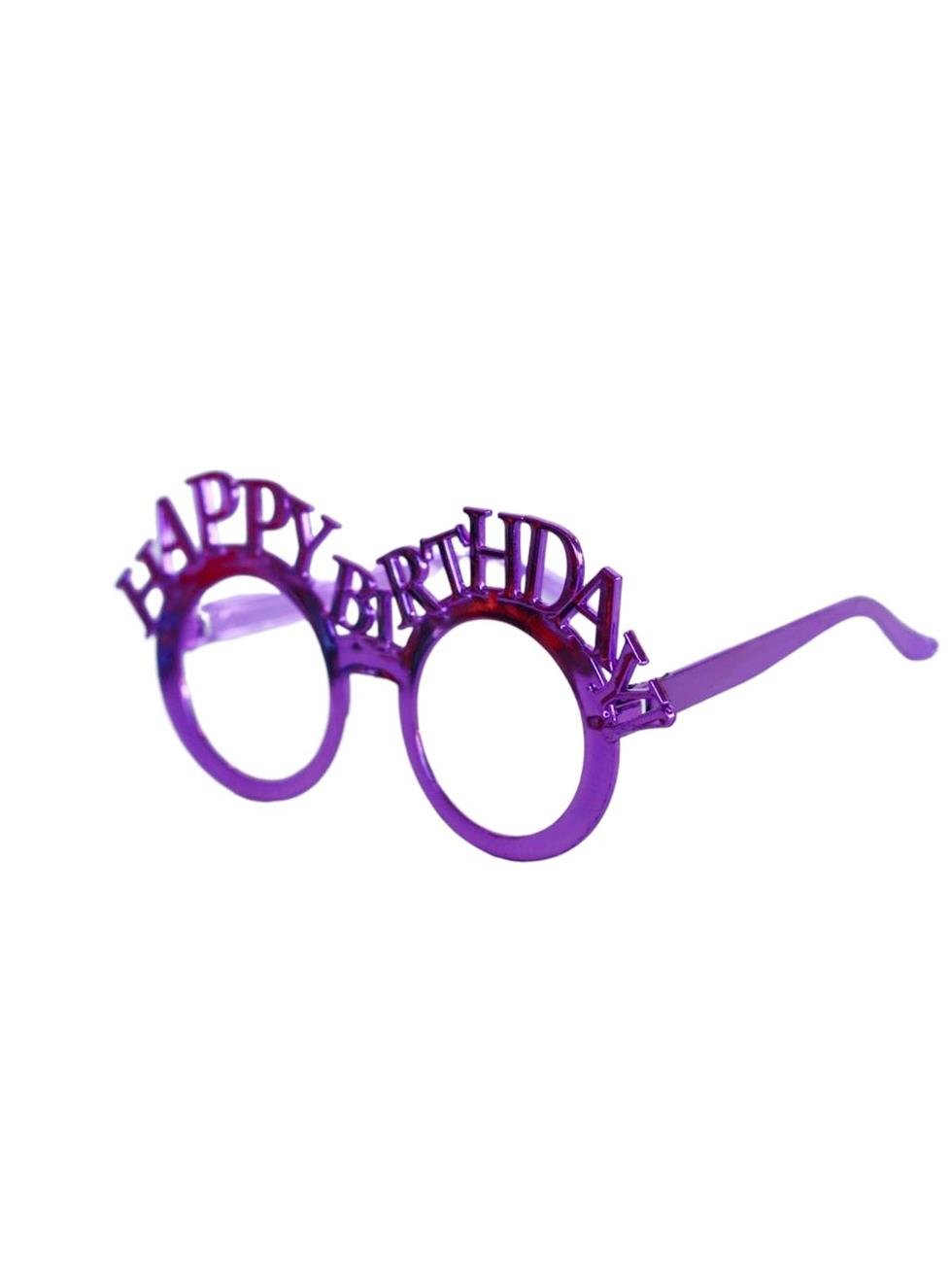 Happy Birthday Gözlük Doğum Günü Parti Aksesuarı Mor