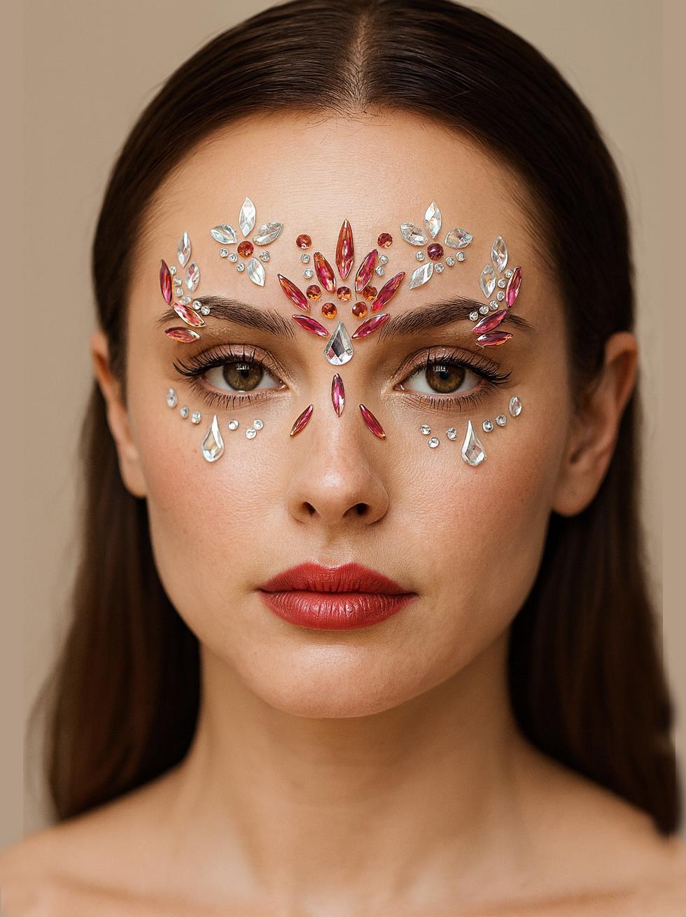 Kristal Göz Taşı Vücut Süsleme Taşı Yüz Süsleme Makyaj Taşı Kırmızı