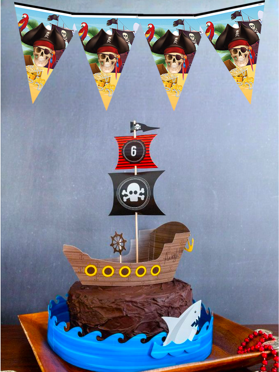 Korsan Temalı Flama Bayrak Asılabilir Doğum Günü Süsü