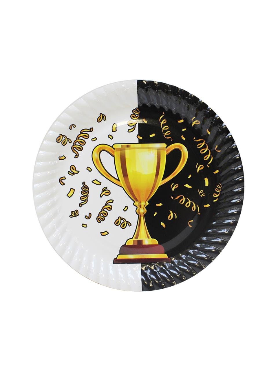 Siyah Beyaz Taraftar Kupa Temalı Karton Tabak Bardak Set 8li