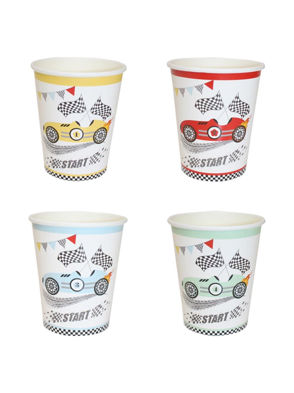 Yarış Arabaları Temalı Bardak Karton Doğum Günü Bardağı 8li