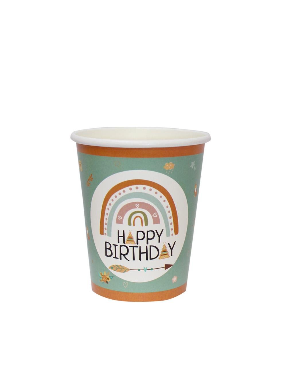 Retro Temalı Bardak Karton Doğum Günü Parti Bardağı 8li