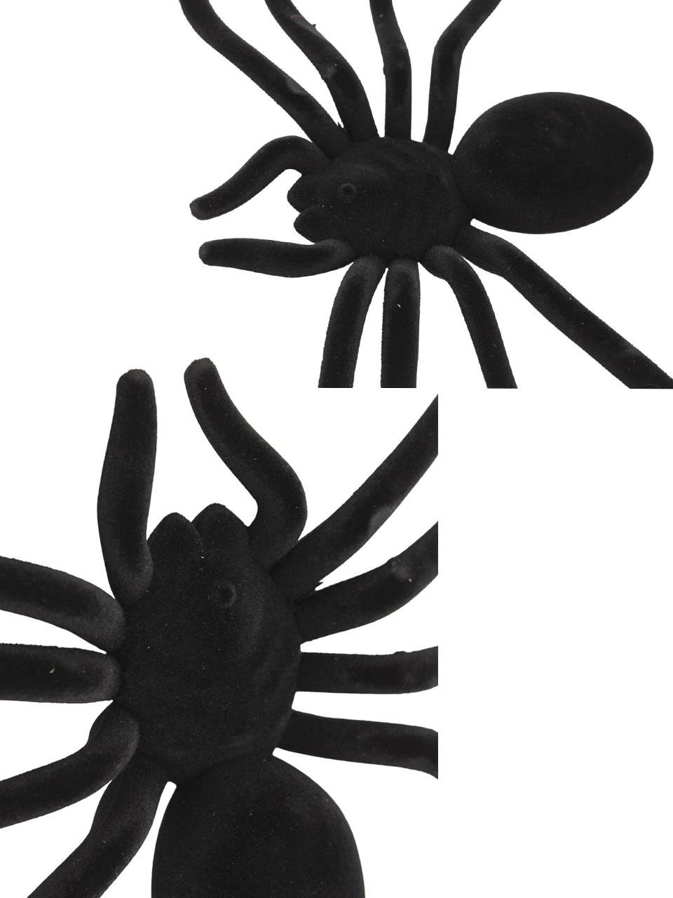 Cadılar Bayramı Flok Kaplama Örümcek Halloween Parti Dekoru Siyah 20 cm